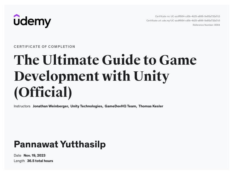 Unity official course certificate